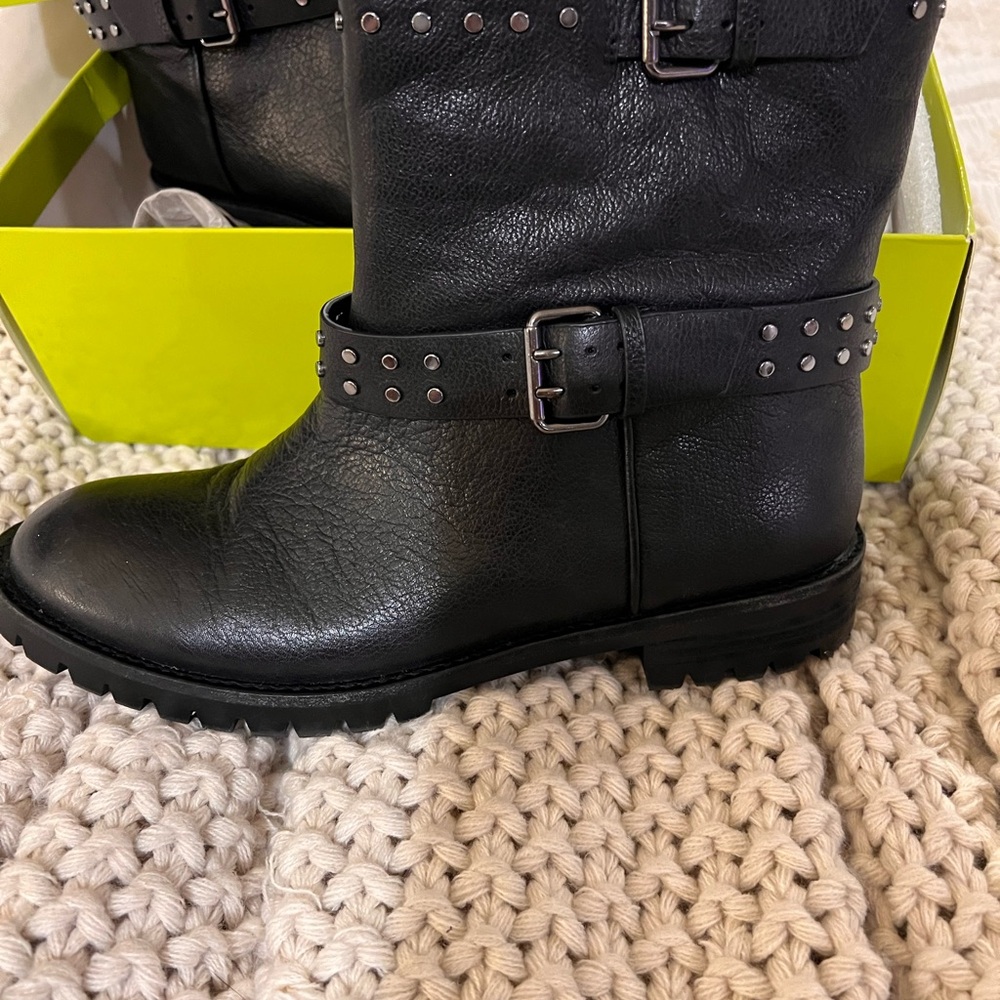 Black Studded Leather Boots